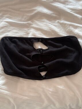 Black Strapless Cutout Bandeau Top